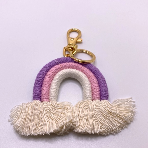 Bohemian Macrame Rainbow Handmade Weaving Tassel Keychains (2) - Picture 3 of 7